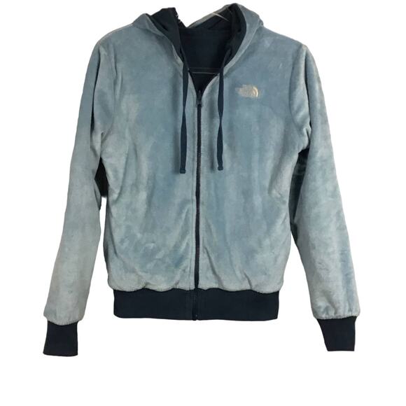 North Face Insulated Heavy Fur Lined Zip Reversible Jacket Coat Shady Blue sz S - Picture 2 of 16